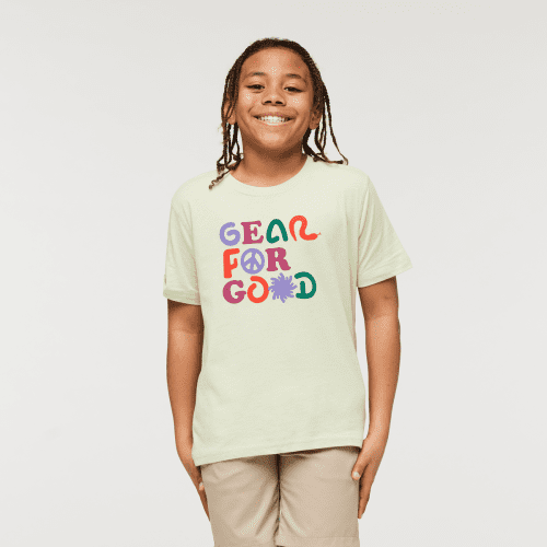 Gear for Good Organic T-Shirt - Kids', Lichen, Model Isaiah