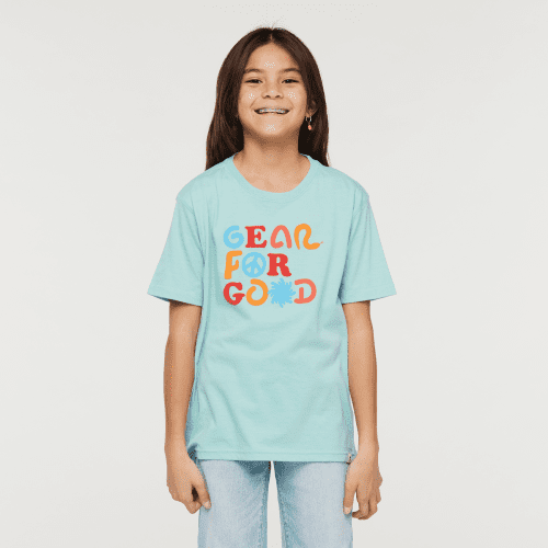 Gear for Good Organic T-Shirt - Kids', Sea Glass, Model Scarlett