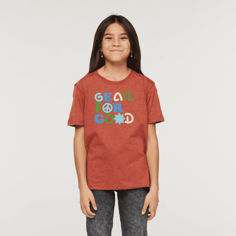 Gear for Good Organic T-Shirt - Kids', Spice, Model Scarlett