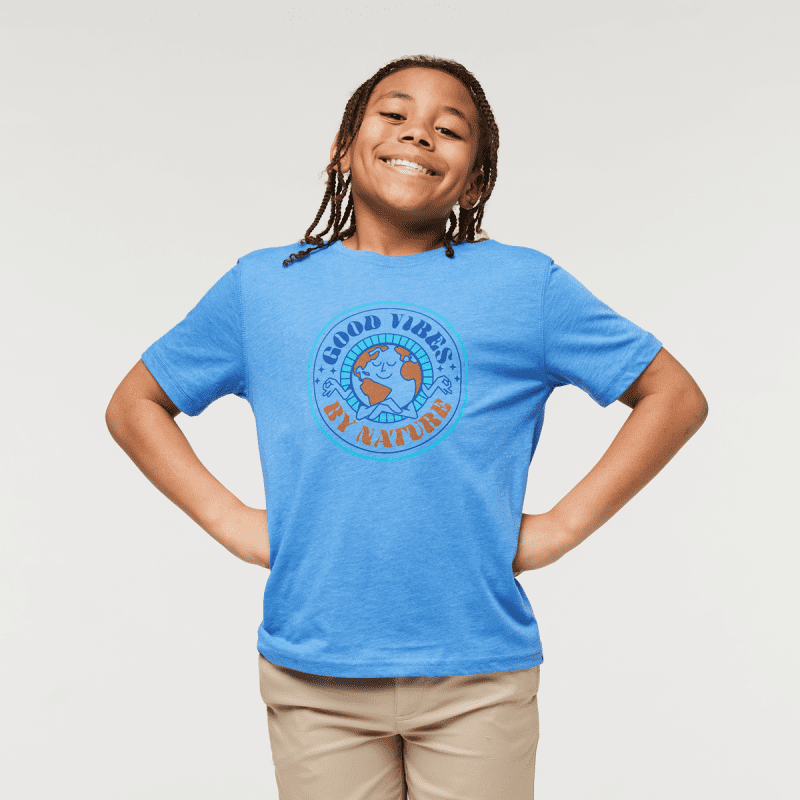 Good Vibes Organic T-Shirt - Kids', Lupine, Model Isaiah