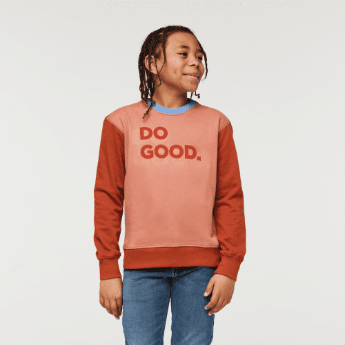 Do Good Organic Crew Sweatshirt - Kids', Earthen/Spice, Model Isaiah