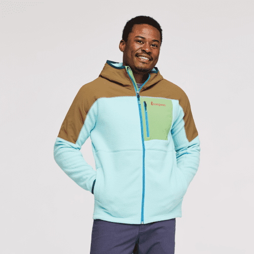 Abrazo Hooded Full-Zip Fleece Jacket - Men's, Oak/Sea Glass, Model Jeremy