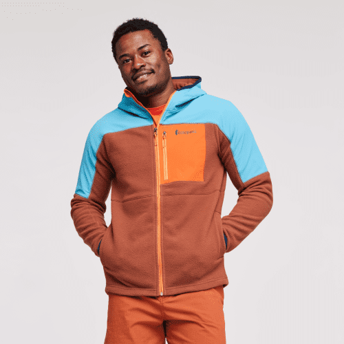 Abrazo Hooded Full-Zip Fleece Jacket - Men's, Poolside/Acorn, Model Jeremy