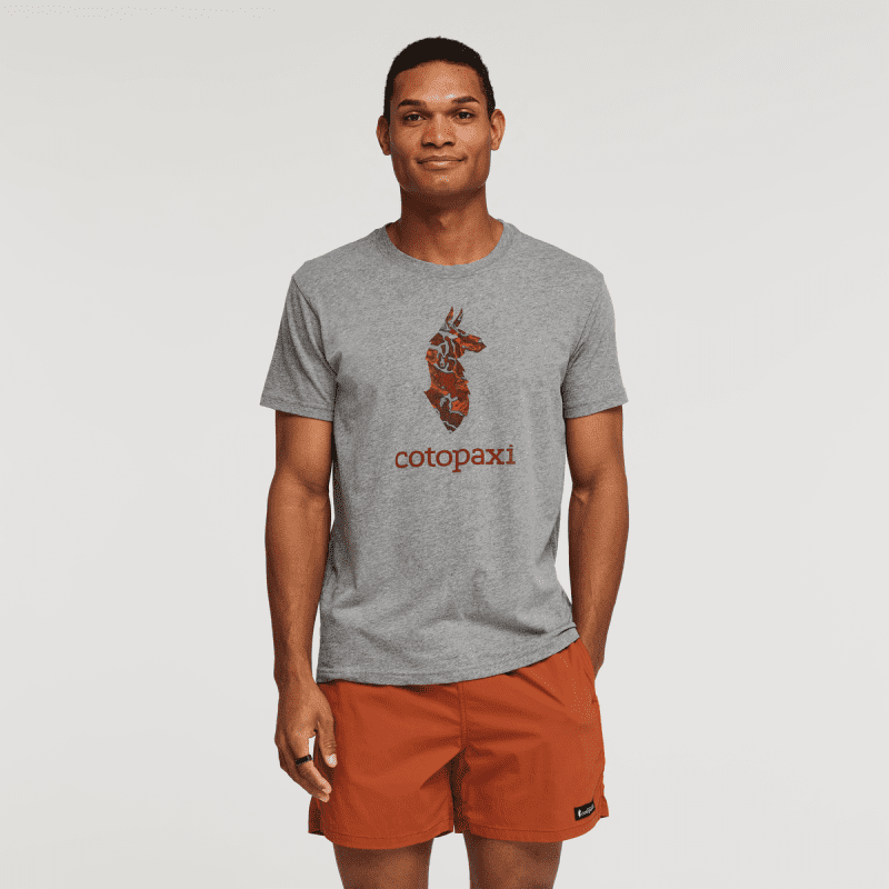 Altitude Llama Organic T-Shirt - Men's, Heather Grey, Model Jason