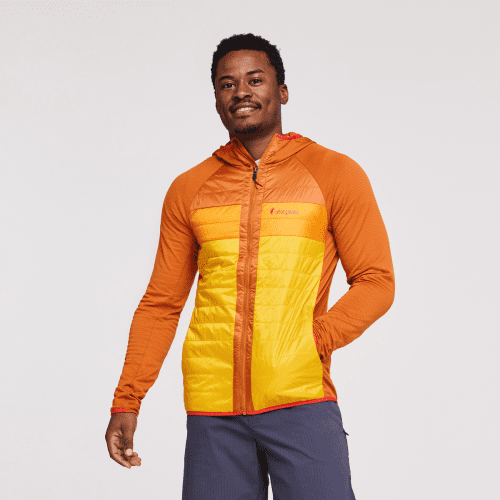 Capa Hybrid Insulated Hooded Jacket - Men's, Mezcal/Sunset, Model Jeremy