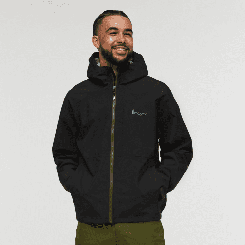 Cielo Rain Jacket - Men's, All Black, Model Alex