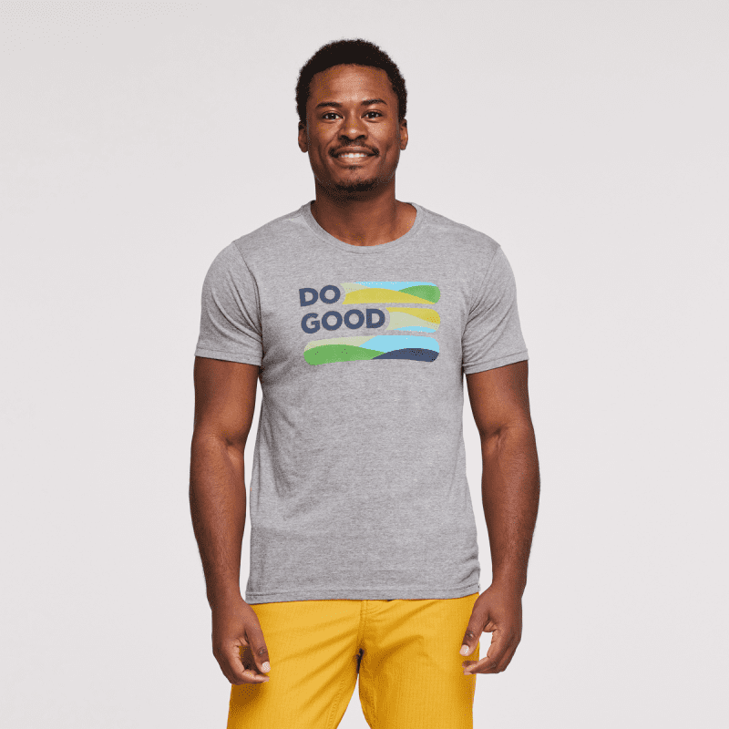 Do Good Stripe Organic T-Shirt - Men's, Heather Grey, Model Jeremy