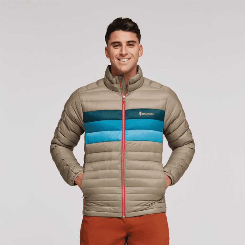 Fuego Down Jacket - Men's, Stone Stripes, Model Munther