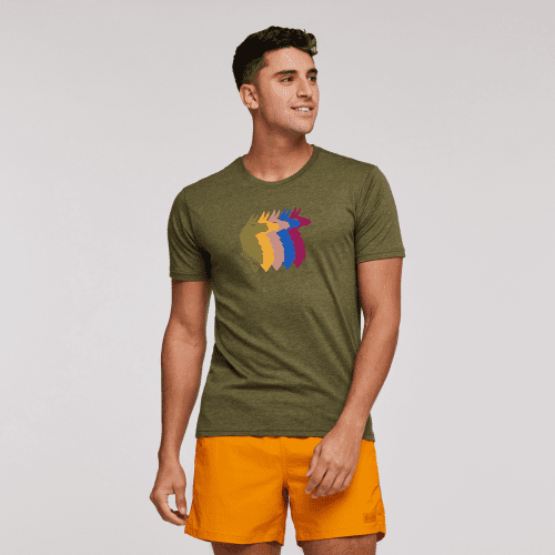 Llama Sequence Organic T-Shirt - Men's, Pine, Model Munther