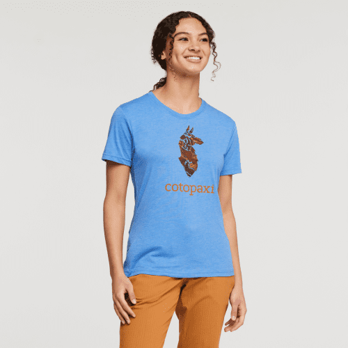 Altitude Llama Organic T-Shirt - Women's, Lupine, Model London