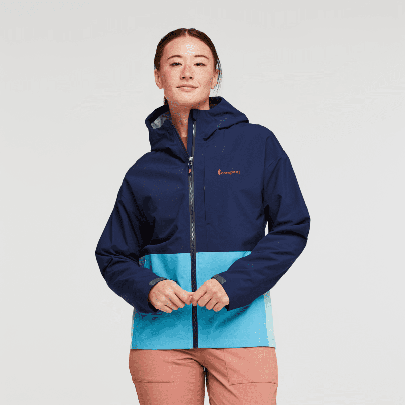 Cielo Rain Jacket - Women's, Maritime/Sea Glass, Model Aya