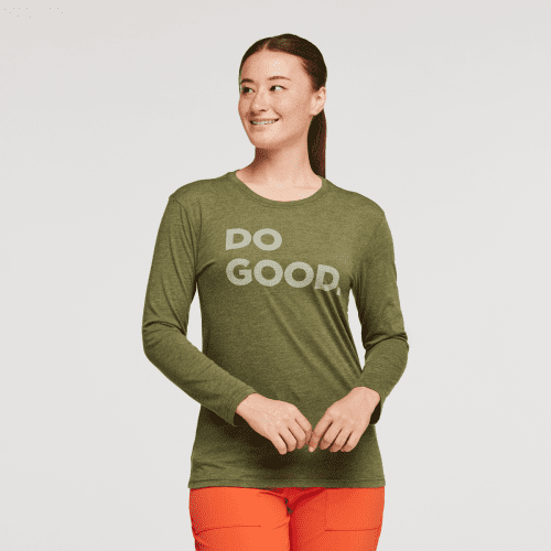 Do Good Long-Sleeve T-Shirt - Women's, Pine, Model Aya