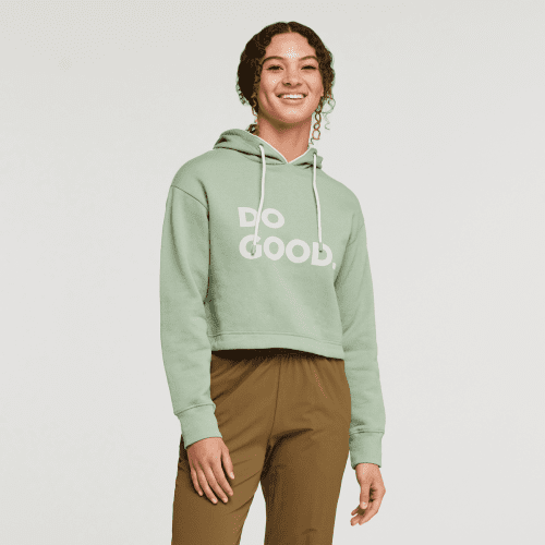 Do Good Organic Crop Sweatshirt - Women's, Silver Leaf, Model London