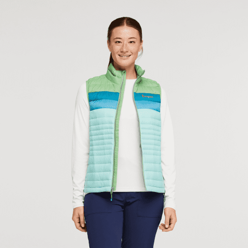 Fuego Down Vest - Women's, Kelp/Sea Glass, Model Aya