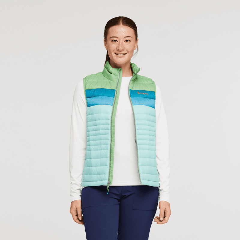 Fuego Down Vest - Women's, Kelp/Sea Glass, Model Aya