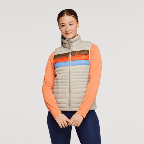 Fuego Down Vest - Women's, Pebble Stripes, Model Aya