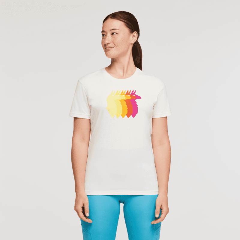 Llama Sequence Organic T-Shirt - Women's, Bone, Model Aya