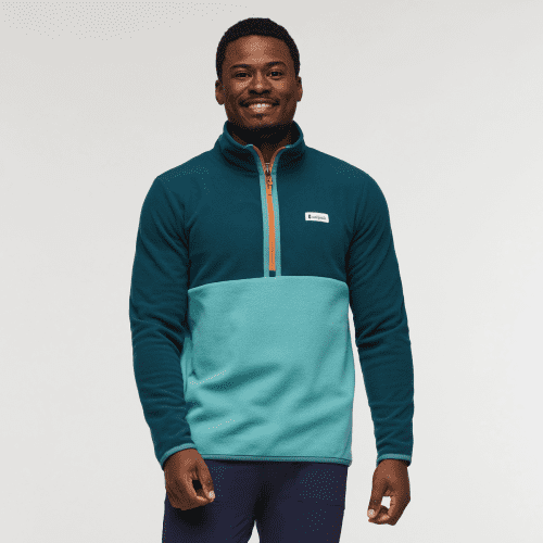 Amado Fleece Pullover - Men's, Abyss/Coastal, Model Jeremy