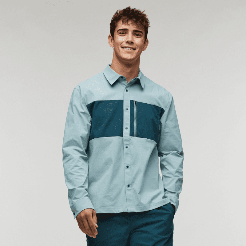 Sumaco Long-Sleeve Shirt - Men's, Sea Spray/Abyss, Model Kellan