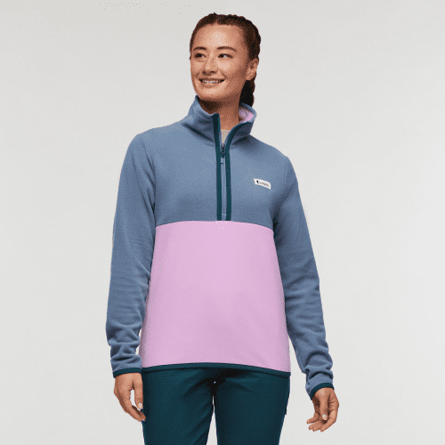 Amado Fleece Pullover - Women's, Tempest/Orchid Bloom, Model Aya