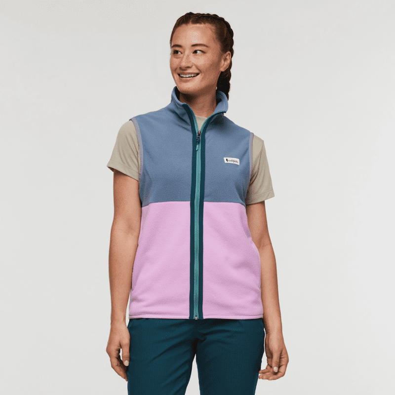 Amado Fleece Vest - Women's, Tempest/Orchid Bloom, Model Aya