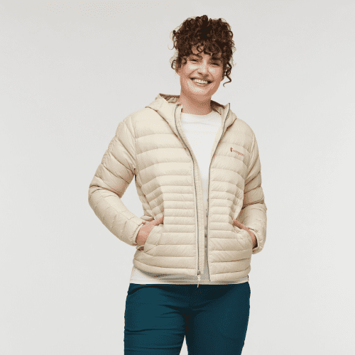 Fuego Hooded Down Jacket - Women's, Cotopaxi Cream, Model Courtney