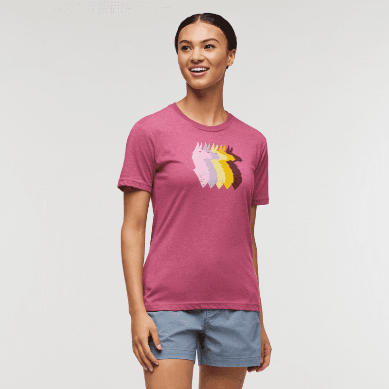 Llama Sequence T-Shirt - Women's, Sangria, Model London