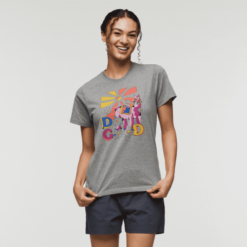 Pompones Do Good T-Shirt - Women's, Heather Grey, Model London