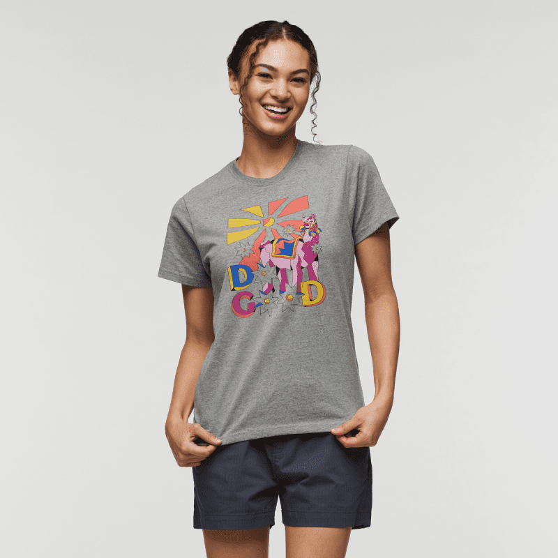 Pompones Do Good T-Shirt - Women's, Heather Grey, Model London