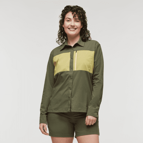 Sumaco Long-Sleeve Shirt - Women's, Fatigue/Lemongrass, Model Courtney