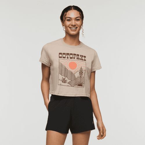 Western Hills Crop T-Shirt - Women's, Oatmeal, Model London