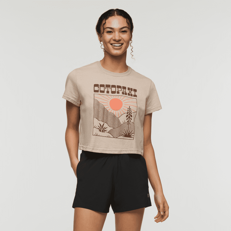 Western Hills Crop T-Shirt - Women's, Oatmeal, Model London