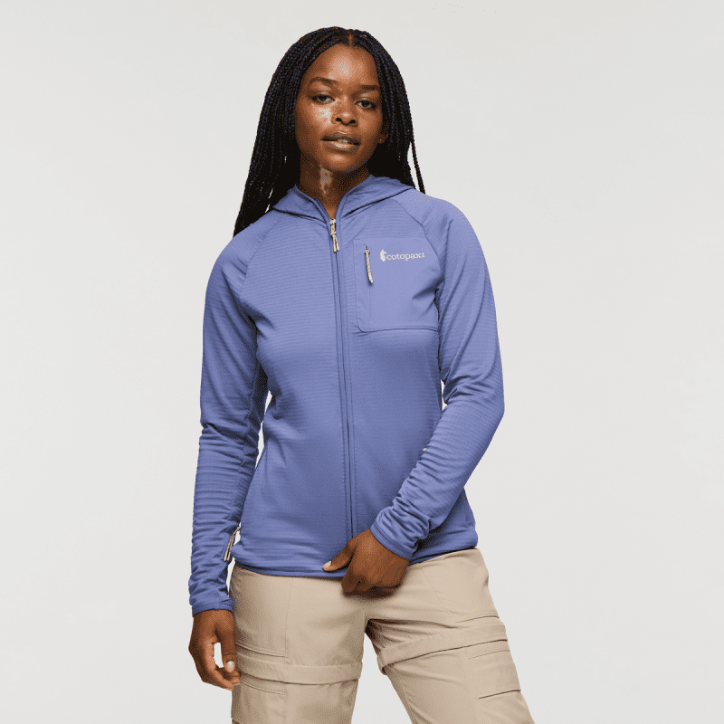 Otero Fleece Full-Zip Hooded Jacket - Women's, Blue Smoke, Model Nadine