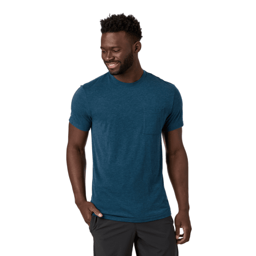 Paseo Travel Pocket T-Shirt - Men's, Indigo, Model Kirk