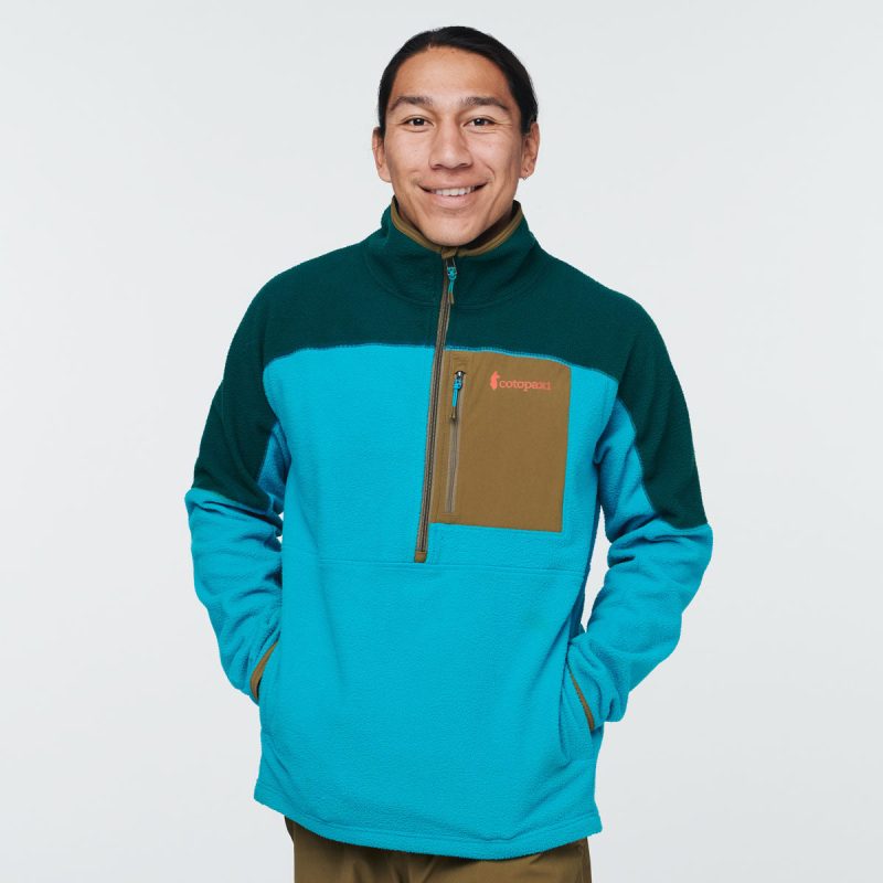 Abrazo Half-Zip Fleece Jacket - Men's, Deep Ocean/Mineral Blue, Model Mario