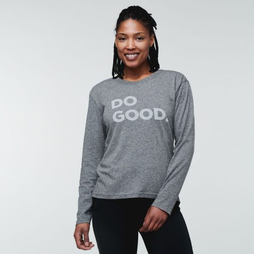 Do Good Long-Sleeve T-Shirt - Women's, Heather Grey, Model Callie